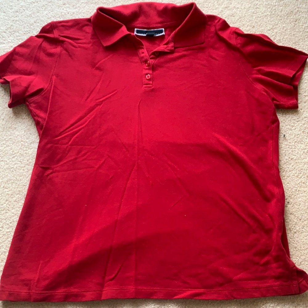 Women’s red shirt-sleeve polo